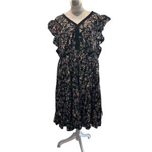 Shein Curve women's size 3XL floral v-neck midi dress with ruffle sleeves